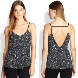 PARKER DARK BLUE/BLACK SEQUIN TANK TOP SIZE MEDIUM